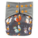 Baby Diaper Cover Charcoal Bamboo AIO Cloth Diapers Sewed Insert Baby Nappies Size Adjustable Reusable Pocket Diaper for Night