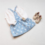 Baby Denim Sundress Flowers Baby girl jeans dresses Newborn infantil denim dress Girls Suspender dress baby girl clothes