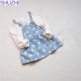 Baby Denim Sundress Flowers Baby girl jeans dresses Newborn infantil denim dress Girls Suspender dress baby girl clothes