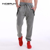 INCERUN 2017 Autum Fashion Mens Plain Sweatpants Men Casual Hip Hop Joggers Harem Sweats Pants Bandage Trousers Plus Size S-2XL