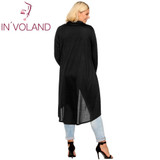 IN'VOLAND Women's Cardigan Jacket Oversized Autumn Casual Long Sleeve Open Front Draped Irregular Long Coat Sweater Plus Size