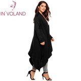 IN'VOLAND Women Cardigan Jacket Plus Size Autumn Open Front Solid Draped Lady Large Long Large Sweater Big Oversized L-5XL