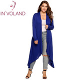 IN'VOLAND Women Cardigan Jacket Plus Size Autumn Open Front Solid Draped Lady Large Long Large Sweater Big Oversized L-5XL