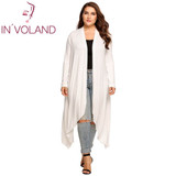 IN'VOLAND Women Cardigan Jacket Plus Size Autumn Open Front Solid Draped Lady Large Long Large Sweater Big Oversized L-5XL