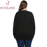 IN'VOLAND Plus Size L-4XL Women Sweater Cardigan Autumn Casual Long Sleeve Button Patchwork Knitwear Large Coat Top Big Size