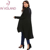 IN'VOLAND Big Size Women Cardigan Sweater Autumn Long Sleeve Draped Open Front Asymmetrical Female Long Coat Tops Plus Size 5XL