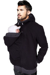 In Stock Warm Cotton Mens Black Hoodies Carrier Baby Holder Jacket Carrier Baby Holder Jackets Hoodies Outwear Pregnancy Coat