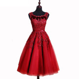 In Stock Short Prom Dresses Original Real Photo Vestido A-line Sleeveless Lace Applique Beading Banquet Party Gown Evening Dress
