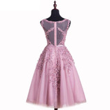 In Stock Short Prom Dresses Original Real Photo Vestido A-line Sleeveless Lace Applique Beading Banquet Party Gown Evening Dress
