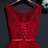 In Stock Real Photo Evening Dress A-line Sleeveless Lace Applique Banquet Party Gown Bandage Evening Gown Illusion Prom Vestidos