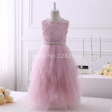 In Stock High Quality Flower Girl Dresses Beaded 2-12Y White Holy First Communion Dresses for Girls Long Blush vestido daminha