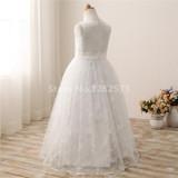In Stock High Quality Embroidery Flower Girl Dresses 2-12Y White Long First Holy Communion Dresses for Girls vestido daminha
