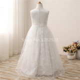 In Stock High Quality Embroidery Flower Girl Dresses 2-12Y White Long First Holy Communion Dresses for Girls vestido daminha