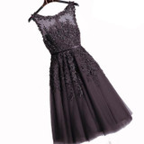 In Stock Dust Pink Beaded Lace Appliques Short Prom Dresses 2018 vestido de festa Medium Length Party gala dress Evening Dress