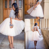 Puff Women Chiffon Tulle Skirt White Black faldas Vestido High waist  Chiffon plus size Female Tutu Tulle  Skirts