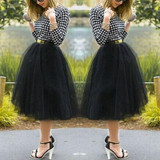Puff Women Chiffon Tulle Skirt White Black faldas Vestido High waist  Chiffon plus size Female Tutu Tulle  Skirts