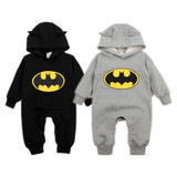 Pudcoco Winter Newborn Baby Boy Girls 2017 Sweater Batman Hoodies Romper Jumpsuit Gray or Black Hooded Autumn Warm 0-24M SS