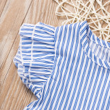 pudcoco summer pullover fashion striped new Cute Newborn Baby Kid Girl Striped Dress Ruffled Short Sleeve Infant 0-24M