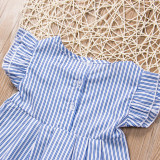 pudcoco summer pullover fashion striped new Cute Newborn Baby Kid Girl Striped Dress Ruffled Short Sleeve Infant 0-24M