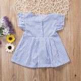 pudcoco summer pullover fashion striped new Cute Newborn Baby Kid Girl Striped Dress Ruffled Short Sleeve Infant 0-24M