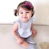 pudcoco summer pullover fashion striped new Cute Newborn Baby Kid Girl Striped Dress Ruffled Short Sleeve Infant 0-24M