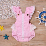 Pudcoco Sleeveless Cotton Pink Cute Newborn Baby Girl Lace Floral Romper Outfits Sunsuit Clothes 0-24M