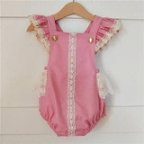 Pudcoco Sleeveless Cotton Pink Cute Newborn Baby Girl Lace Floral Romper Outfits Sunsuit Clothes 0-24M