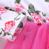 Pudcoco Princess Girl Dress Newborn Baby Girls Floral Dress Infant Baby Girls Tulle Dress Rose Red Long Sleeve Bowknot Clothes