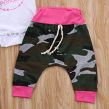 Pudcoco Newborn Kid Baby Girl Camouflage Clothes Jumpsuit Romper Bodysuit Pants Headband 3PCS Outfits Children Clothing Set