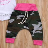 Pudcoco Newborn Kid Baby Girl Camouflage Clothes Jumpsuit Romper Bodysuit Pants Headband 3PCS Outfits Children Clothing Set