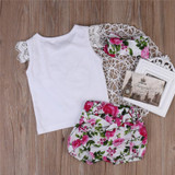 pudcoco newborn baby girl set floral love T-shirt tops+pants+headband 3pcs 2017 toddler baby girls summer clothing sets