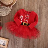 Pudcoco Newborn Baby Girl Cute Long Sleeve Christmas Santa Claus Tulle Dress Party Tutu Dress Outfits Costume