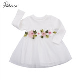 Pudcoco Cute Kids Baby Girls Outfits Long Sleeve Floral Princess Dress Pageant Casual Fashion Baby Girls Tulle Dress