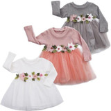 Pudcoco Cute Kids Baby Girls Outfits Long Sleeve Floral Princess Dress Pageant Casual Fashion Baby Girls Tulle Dress