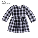 Pudcoco Casual Newborn Girl Princess Dress Kids Plaid Baby Party Wedding Pageant Formal Tutu Dresses Cotton 0-24M