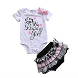 pudcoco 0-3Y Newborn Infant Baby Girl Clothing set bebe daddy girl bodysuit+Lace ruffles Shorts Dress kids child Summer Outfits