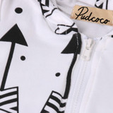 Pudcoco 0-2Y Newborn Infant Baby Boy Girl Sleeve Arrow Romper Hooded Zipper Jumpsuit Clothes Outfit