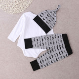 Baby Boy Clothes Little Man Romper Long Pants Legging Playsuit Outfit Set 3pcs Newborn Infant Baby Boys Tops Letter