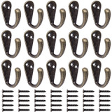 Jetovo 20 Pcs Wall Mounted Hook Robe Hooks Single Coat Hanger with 45 Pcs Screws (Bronze)