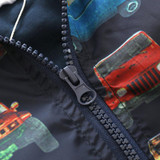Baby Boy Clothes 2017 Cartoon Car Boys Jacket Hooded Zipper Long Sleeve Autumn Jacket Coat Kids Clothes B0013