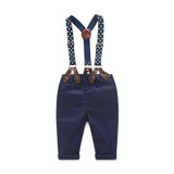 Baby Boy Clothes 2016 Spring New Brand Gentleman Plaid Clothing Suit For Newborn Baby Bow Tie Shirt + Suspender Trousers