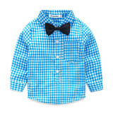 Baby Boy Clothes 2016 Spring New Brand Gentleman Plaid Clothing Suit For Newborn Baby Bow Tie Shirt + Suspender Trousers
