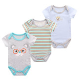 Baby Bodysuits Clothes 3ps/lot Summer Cartoon 100% Cotton Newborn Boy Girl Short Sleeves Body Infant Jumpsuit Clothing Set B-01