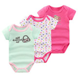 Baby Bodysuits Clothes 3ps/lot Summer Cartoon 100% Cotton Newborn Boy Girl Short Sleeves Body Infant Jumpsuit Clothing Set B-01