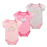 Baby Bodysuits Clothes 3ps/lot Summer Cartoon 100% Cotton Newborn Boy Girl Short Sleeves Body Infant Jumpsuit Clothing Set B-01