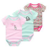 Baby Bodysuits Clothes 3ps/lot Summer Cartoon 100% Cotton Newborn Boy Girl Short Sleeves Body Infant Jumpsuit Clothing Set B-01