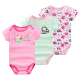 Baby Bodysuits Clothes 3ps/lot Summer Cartoon 100% Cotton Newborn Boy Girl Short Sleeves Body Infant Jumpsuit Clothing Set B-01