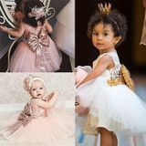 Baby &amp; Young Girls Kids Wedding Flower Girl Dress Princess Party Pageant Formal Dress Back Bow Sleeveless Lace Tulle Dress 0-10Y