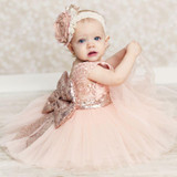 Baby &amp; Young Girls Kids Wedding Flower Girl Dress Princess Party Pageant Formal Dress Back Bow Sleeveless Lace Tulle Dress 0-10Y