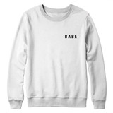 BABE Printed Black Hoody Sweatshirts Cute Long Sleeve Loose Woman's Tops